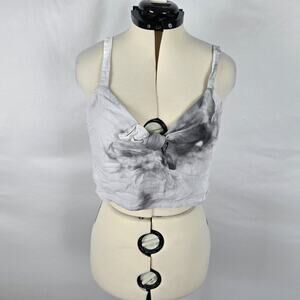 Universal Thread Cropped Tank Top Women's XL Gray Shades Button Adjust Strap NWT